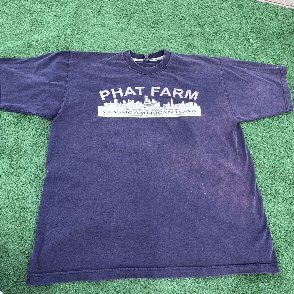Phat Farm Y2K Vintage T Shirt XL Classic American Spellout Streetwear Distressed